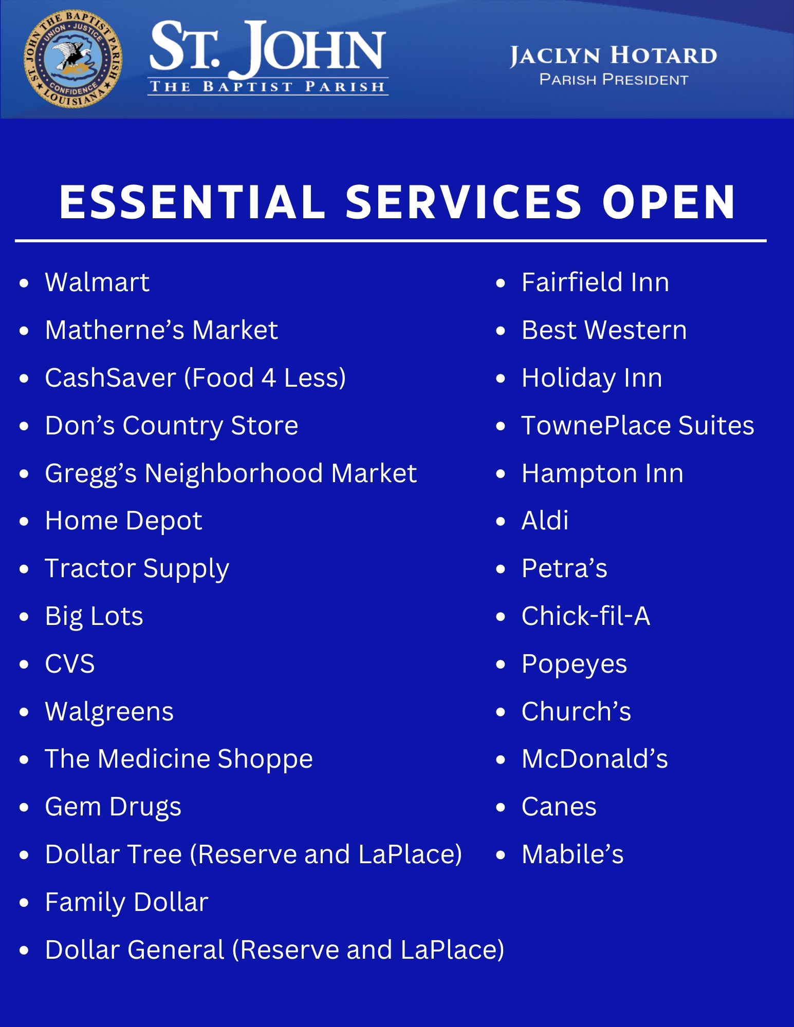 SJBP Essential Services Open